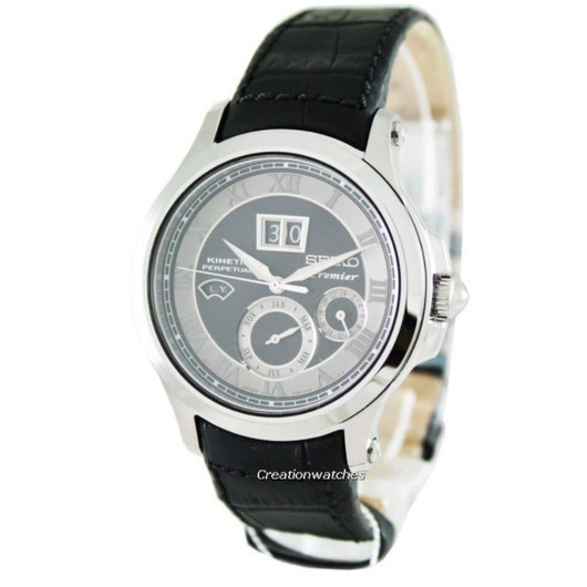 Seiko SNP049P1 Premier Kinetic Perpetual Black Silver