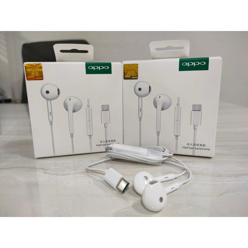 Hf Handsfree Headset Oppo Type-C Original 100% Stereo Earphone
