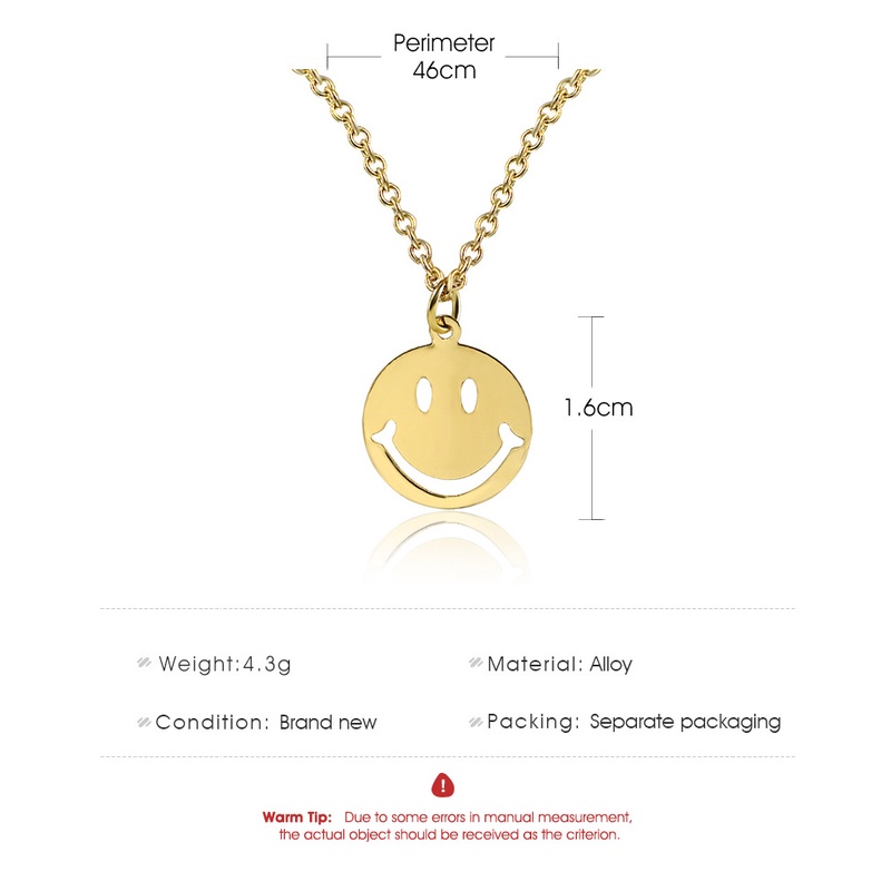 Korean version of the wild small fresh expression pack necklace cute round smile clavicle chain 210807