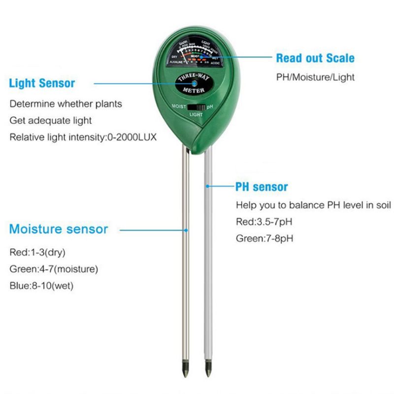 digital soil analyzer tester tanah moisture meter sunlight meter PH meter suhu temperature tanah