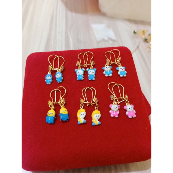 ANTING ANAK BONEKA CAT PERAK 925 LAPIS MAS ASLI