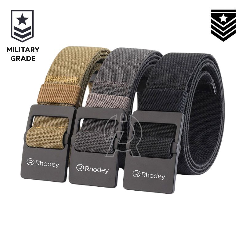 TERMURAH Rhodey Tali Ikat Pinggang Pria Sabuk Army Military Tactical Gesper Metal 120 cm