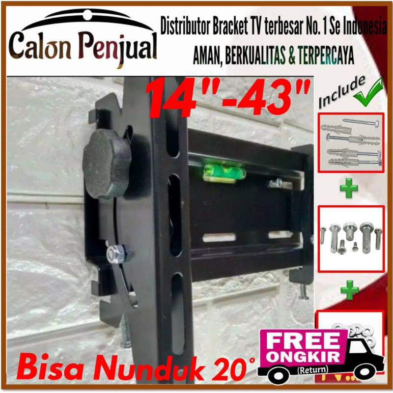 Bracket Tv 14&quot; Sampai 43&quot; Waterpass  Cocok Banyak Merk TV CP.UW-001