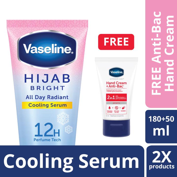 Vaseline Hijab Bright Cooling Body Serum -  180ML FREE VASELINE HAND CREAM ANTI BACTERIAL 50ML