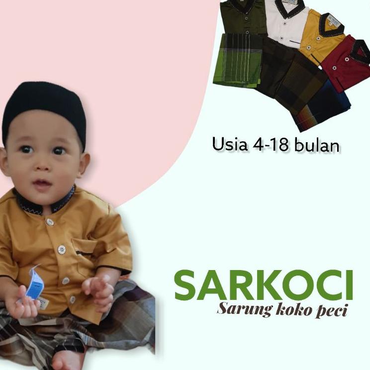 SK.29My22l– Baju Koko Bayi Setelan Sarung dan Peci Sarkoci Akikah baju bayi laki laki 6 12 bulan bus