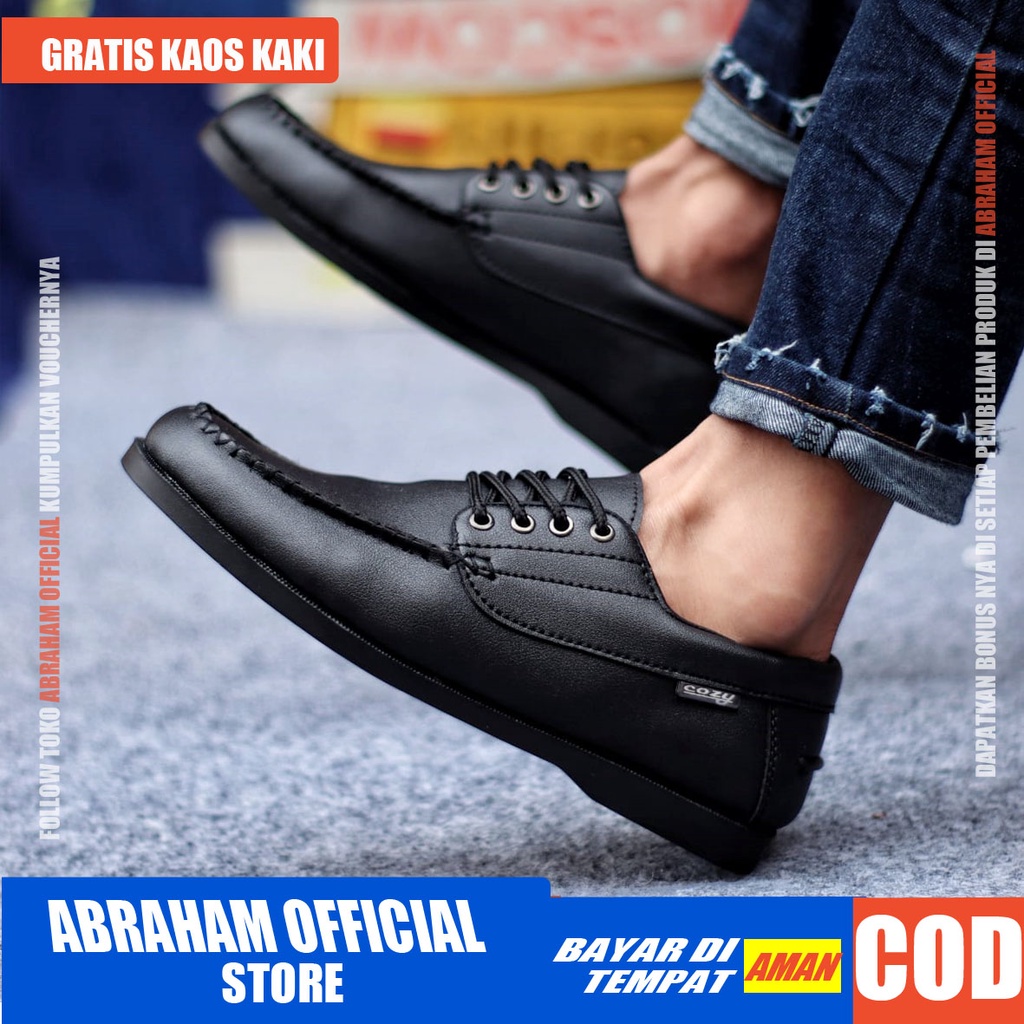 ABRHM X MONZI Sepatu Kasual Pria Sepatu Pria Casual Pantofel Kerja Kulit Pu Original Cowok