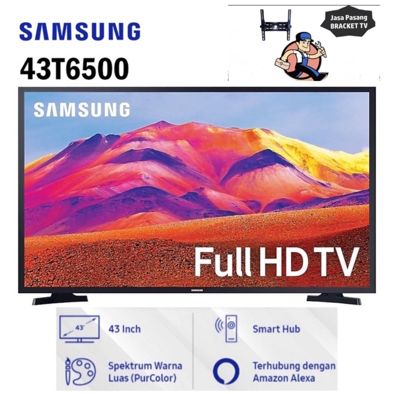 Samsung UA43T6500 43 Inch Full HD Smart LED TV 43T6500 TERBARU-BRACKET+PASANG