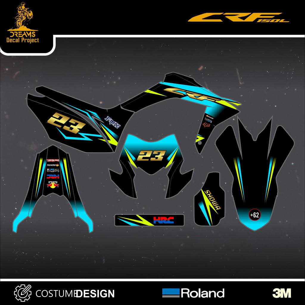Decal CRF 150L Hitam Biru Langit
