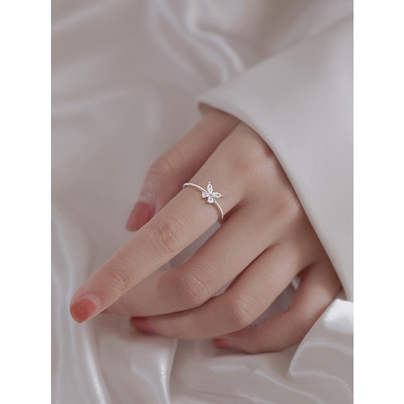 Cincin Jari Telunjuk 925 Sterling Silver Desain Kupu-Kupu Untuk Wanita