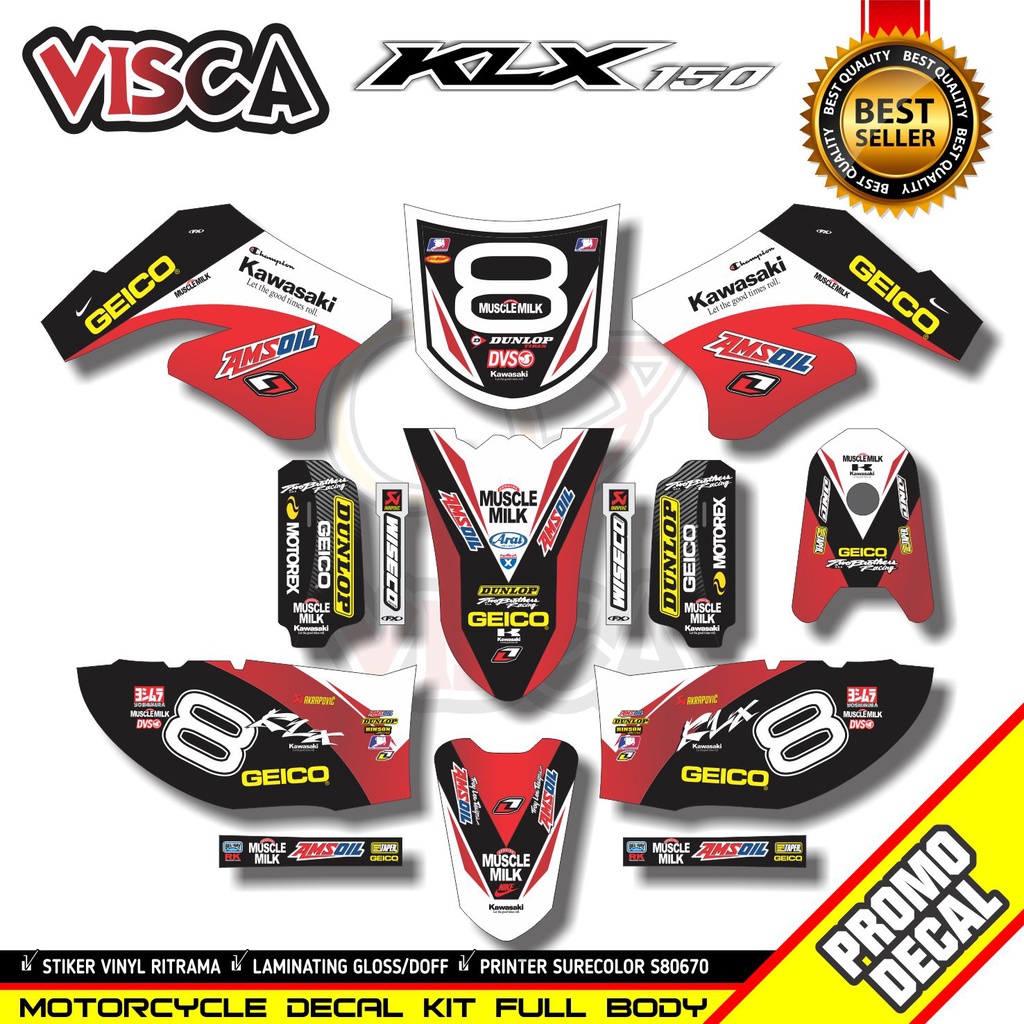 Decal Klx S 150 Lama Dekal Klx 150 Lama Stiker Klx 150 Lama Full Body Decal Klx Lama Hologram Geico 