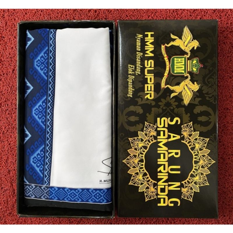 Sarung Samarinda HMM motif Polos Putih Tumpal sarung santri Goyor