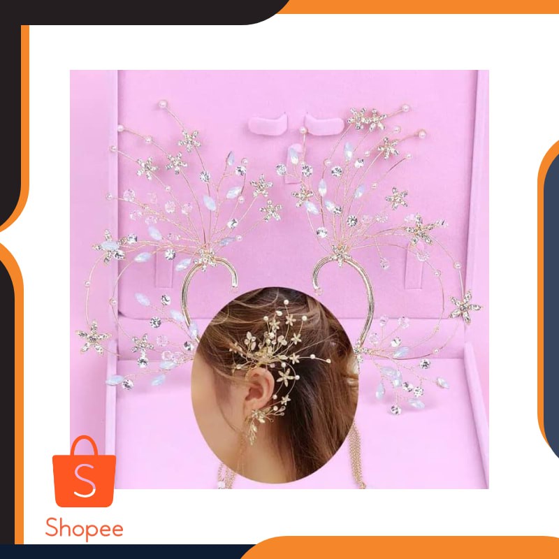 TERLARIS AR059 earcuff rambut wedding accesories pesta headpiece Elegan