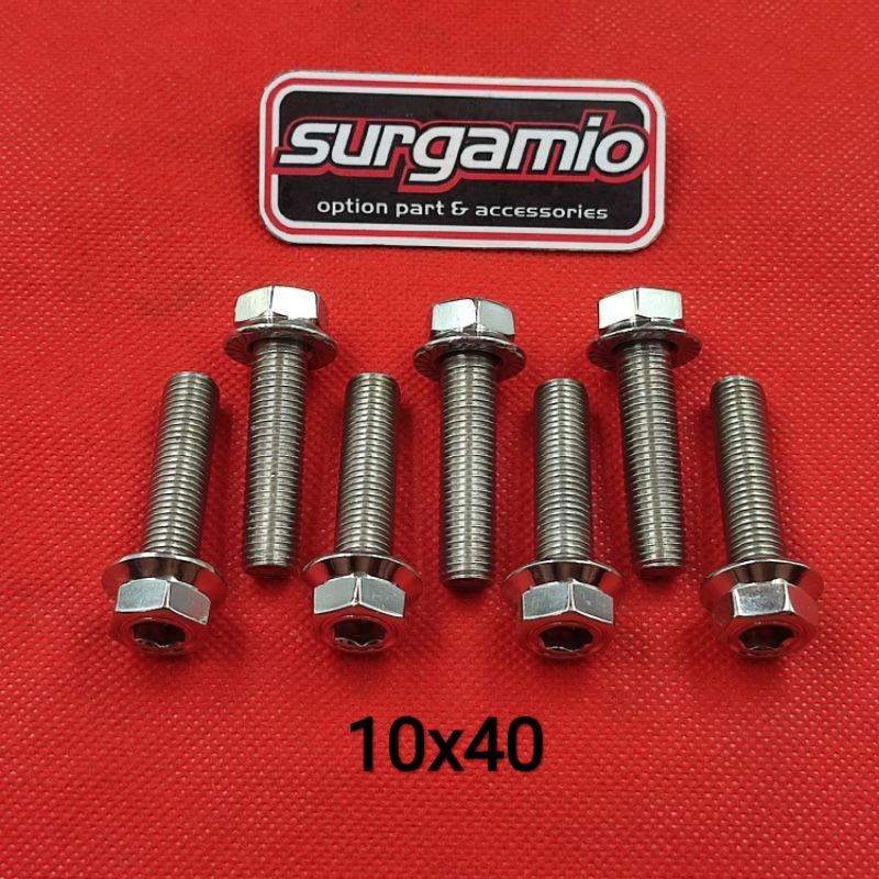 Baut probolt stainless 2kunci 10x40 kunci L8 baut drat 14 panjang 4cm