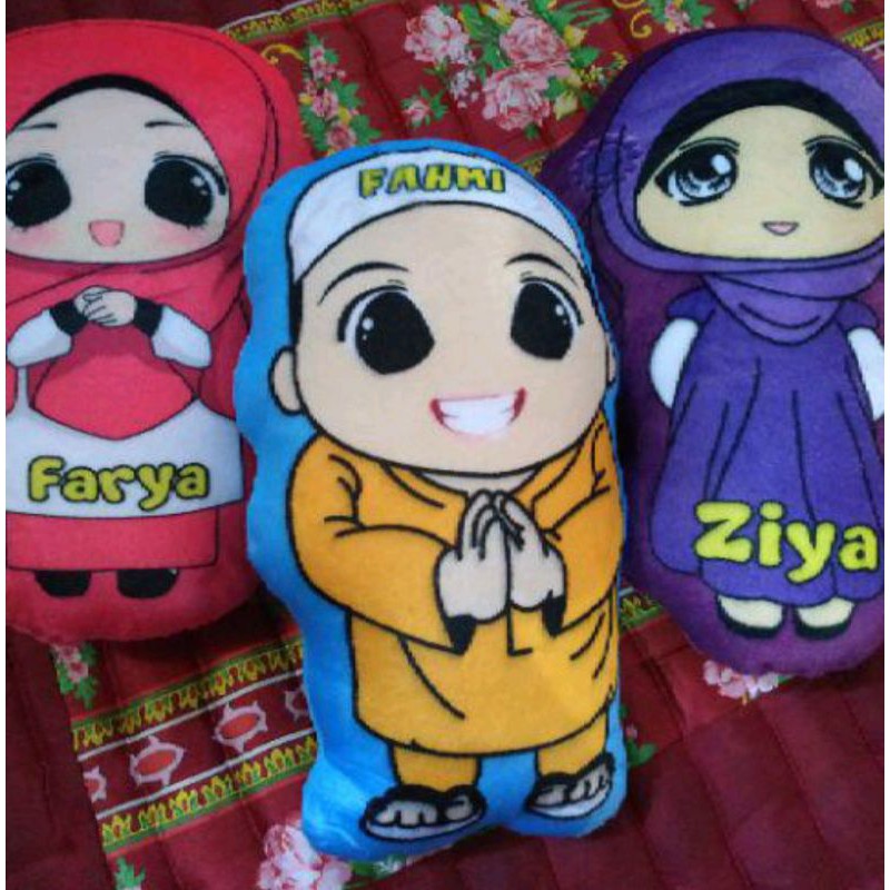 bantal boneka karakter nama anak islam