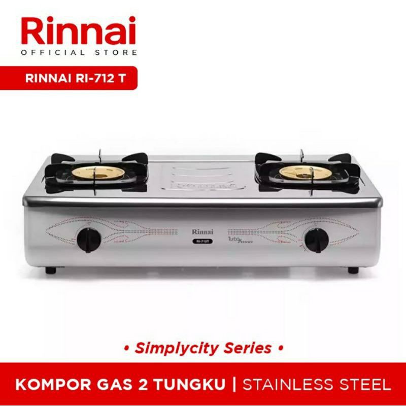 Rinnai Kompor Gas 2 tungku Stainless JUMBO RI 712 T Original SNI BERGARANSI