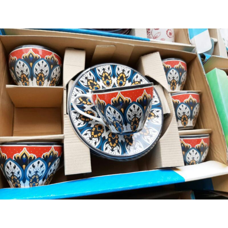 TEA SET / CANGKIR KERAMIK SANGO CANTIK HIAS MOTIF SHABBY VINTAGE