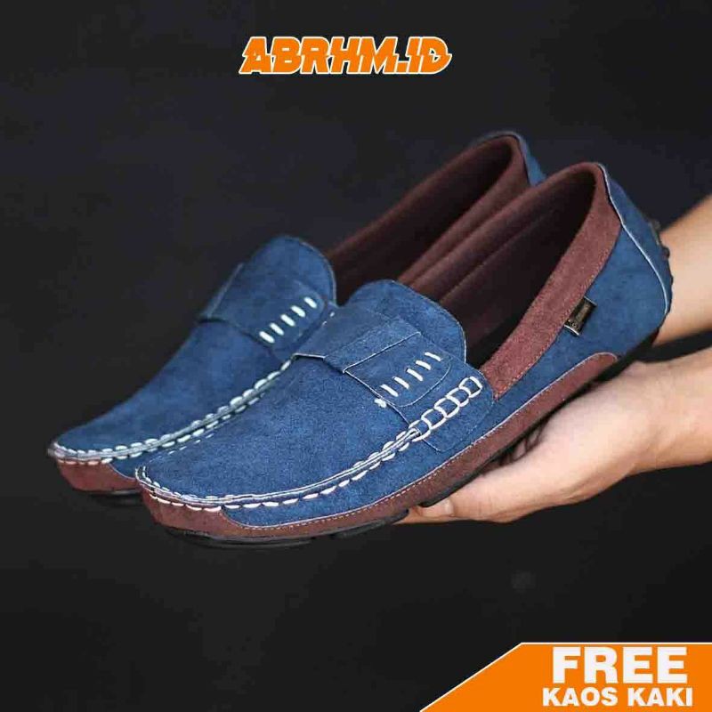 ABRHM x AHARON Sepatu Slip On Pria Sepatu Casual Pria Sepatu Pria Casual Pria Kulit Asli Cowok/Cowo Sepatu Kasual Santai Gaya Keren Kekinian Murah Teraris