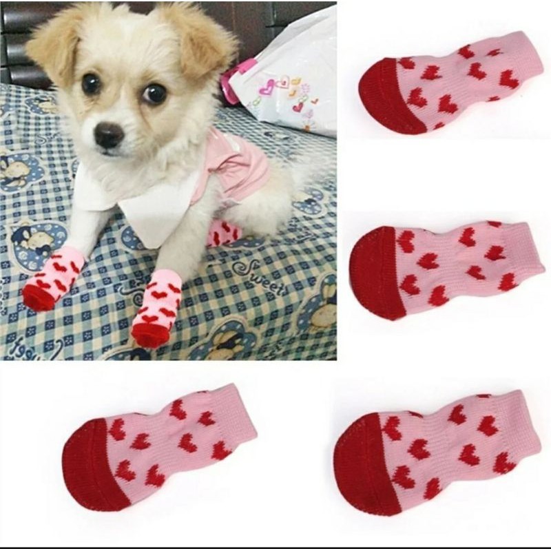 Ukuran S M L XL kaos kaki import pet anjing kucing lucu anti slip 4 pc