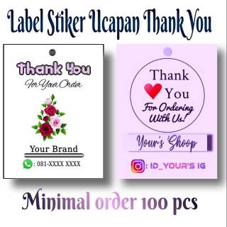  Stiker  Label kirim olshop Custom Thank  You  For 