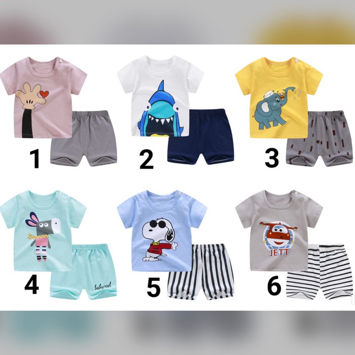 Baju setelan bayi cewe cowo anak lengan pendek import Baju setelan bayi cewe cowo anak lengan pendek import