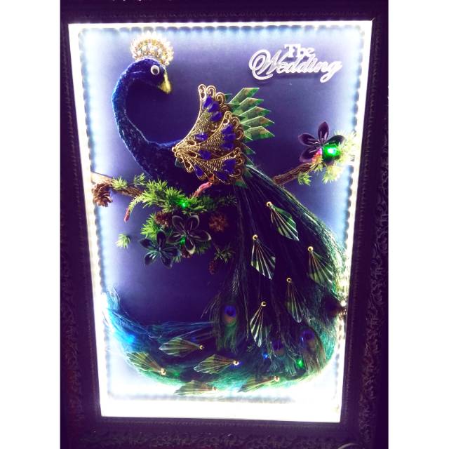 Mahar pengantin burung merak +lampu led