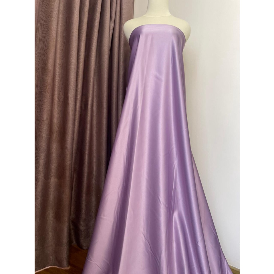 Bahan Kain Satin Saten Bridal Pengantin Duces Dutches Deutchess Deuchesse Meteran Premium Quality Warna Ungu Lilac