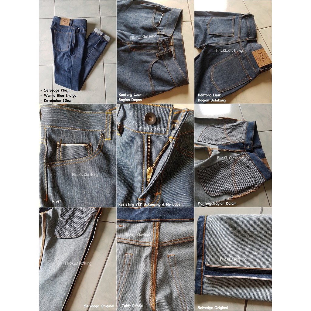 Celana Jeans Denim Selvedge Panjang Pants hitam blue indigo abu black 12oz 13oz 14oz 14.5oz 15.5oz