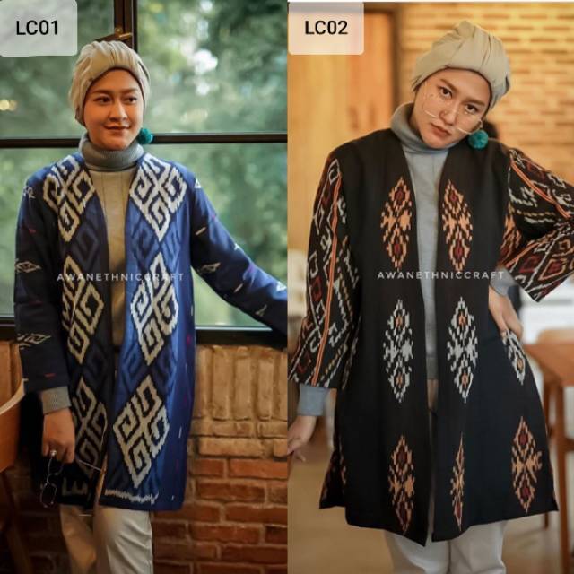 LONG CARDI TENUN IKAT ETHNIC TRADISIONAL CARDIGAN TENUN IKAT / MALIKA TANAKA / KIMONO TENUN IKAT