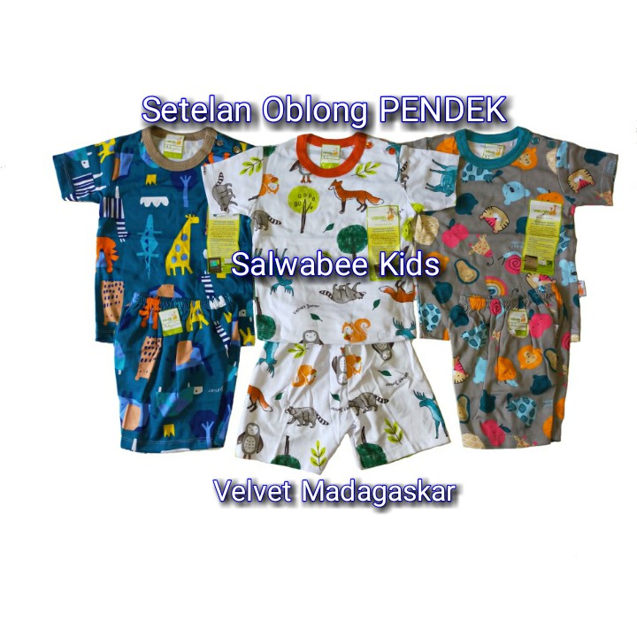 Setelan PENDEK Oblong Velvet Junior Madagaskar S,M,L