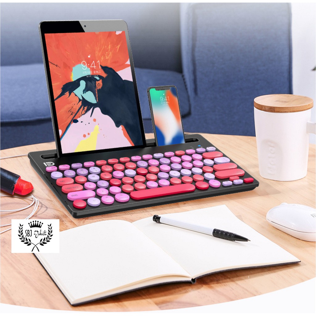 Keyboard BLUETOOTH Premium Wireless Colorful Laptop Komputer PC Windows IOS Android ipad Tablet HP