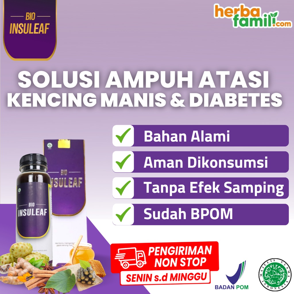 BIO INSULEAF OBAT DIABETES 100% ORIGINAL 250ml | Herbal Alami Bantu Atasi Kencing Manis Turunkan Gula Darah Asam Urat Kolesterol Cegah Gagal Ginjal