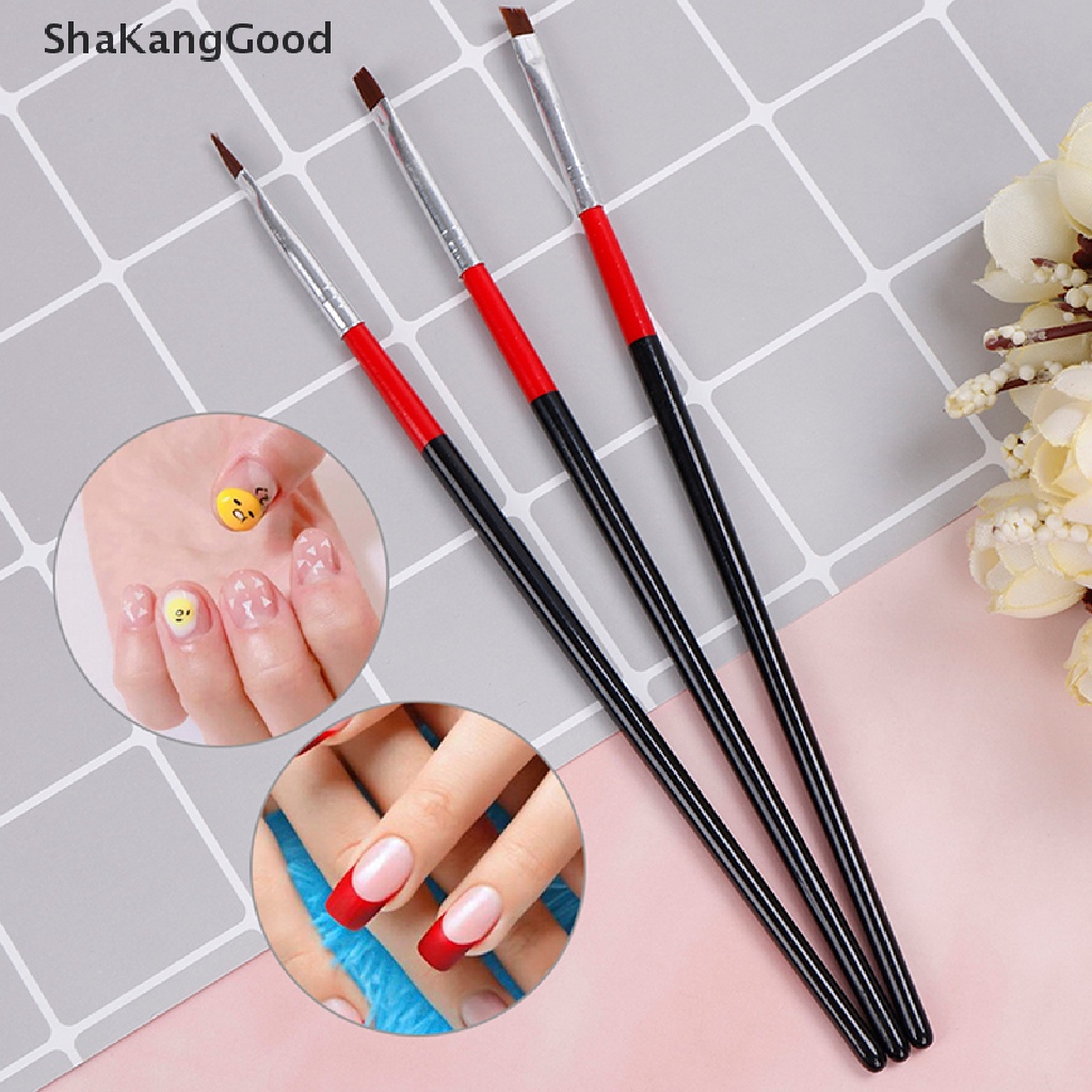 3pcs / set pen brush Lukis uv gel builder Bahan Akrilik Untuk salon nail art