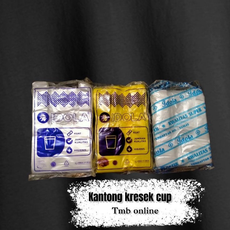 Kresek cup/kantong kresek cup bening/warna/2cup idola