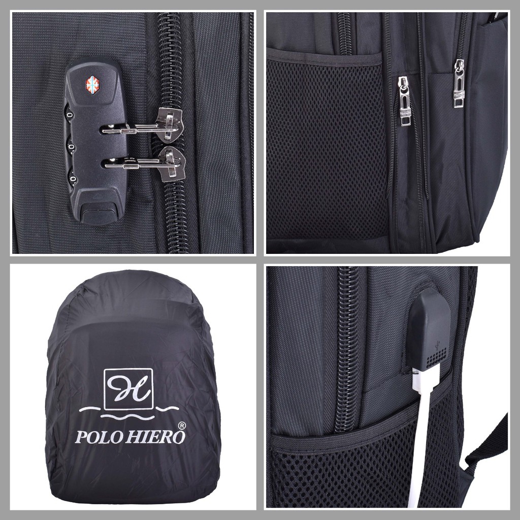 New Model Polo Hiero 14101 Tas Sekolah Ransel Backpack,[Free Kabel USB Extension,Free Rain Cover]