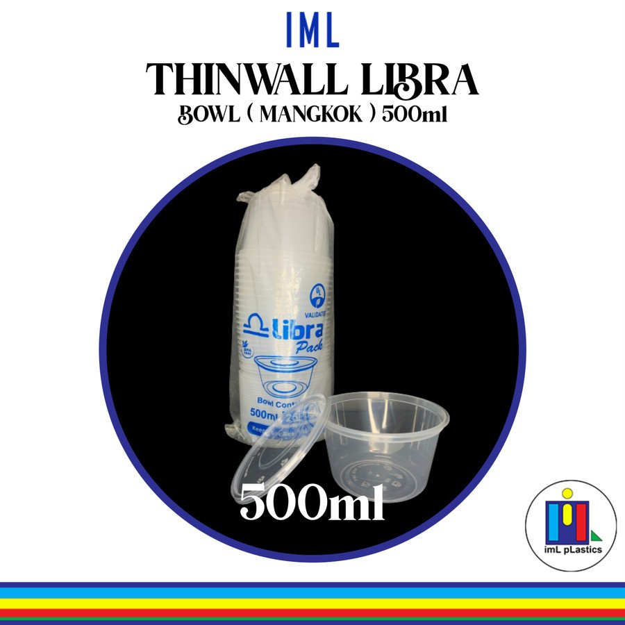 Kotak Makan Plastik THINWALL LIBRA BOWL MANGKOK 500ml-1 set 25pcs