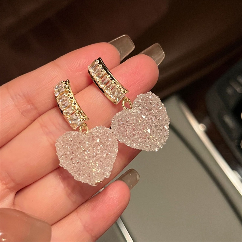 Anting Stud Bentuk Hati Warna Pink Gaya Korea Untuk Wanita