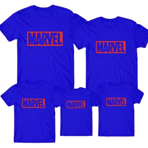 kaos couple keluarga motif marvel / baju distro family anak ayah dan bunda
