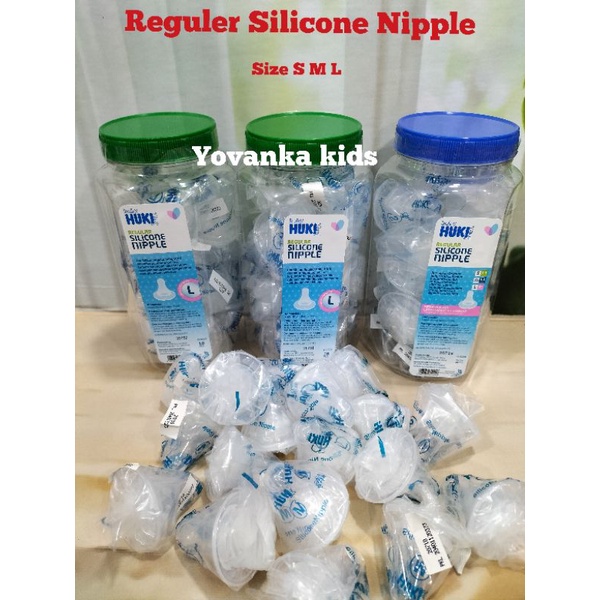 DOT Silicone Nipple Reguler Berkualitas Lembut /nipple Gepeng/Bulat Baby Huki BPA Free Size S M L