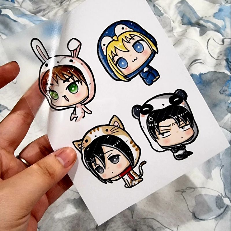 

stiker aot cute attack on titan Waterproof Anti Air sticker transparan anime shingeki no kyojin snk kisscut diecut kiss die cut sheet