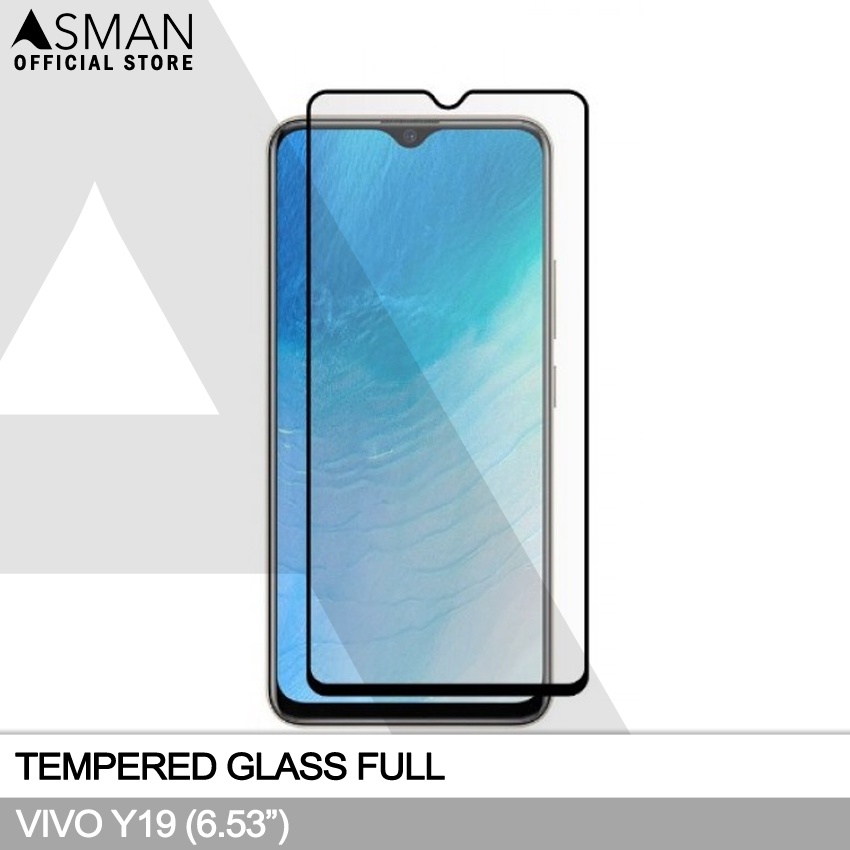 Tempered Glass Full VIVO Y19 (6.53&quot;) | Anti Gores Kaca - Hitam