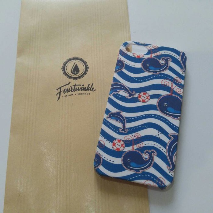 Casing iphone 5 5s hard case lucu full print dolphin