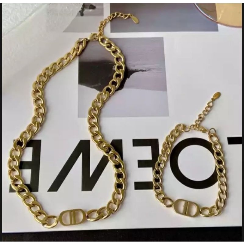 Set Kalung Dan Gelang Wanita Titanium / Set Titanium Gelang Kalung / Gelang Tangan Rantai Wanita / Kalung Rantai Wanita Emas / Kalung Tangan Wanita Asli Titanium / Gelang Wanita Branded / Gelang Tangan Wanita Import