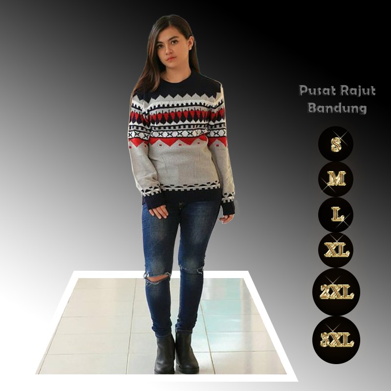 Sweater Rajut Wanita Size S To XXXL Sweter Jumbo Big Size Motif Original Switer Bahan Benang Kahatex