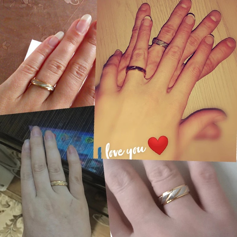 Cincin Pasangan Bahan Titanium Steel Motif Bunga Warna Emas Untuk Hadiah Pernikahan