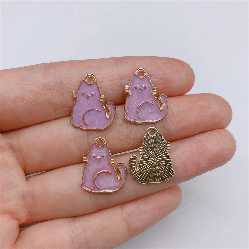 4pcs Liontin Enamel Bentuk Kucing Untuk Membuat Perhiasan Anting