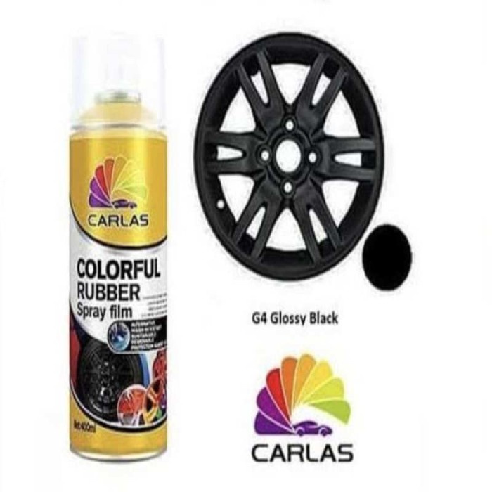 G4 HITAM KILAT BLACK GLOSSY CARLAS RUBBER SPRAY CAT semprot karet