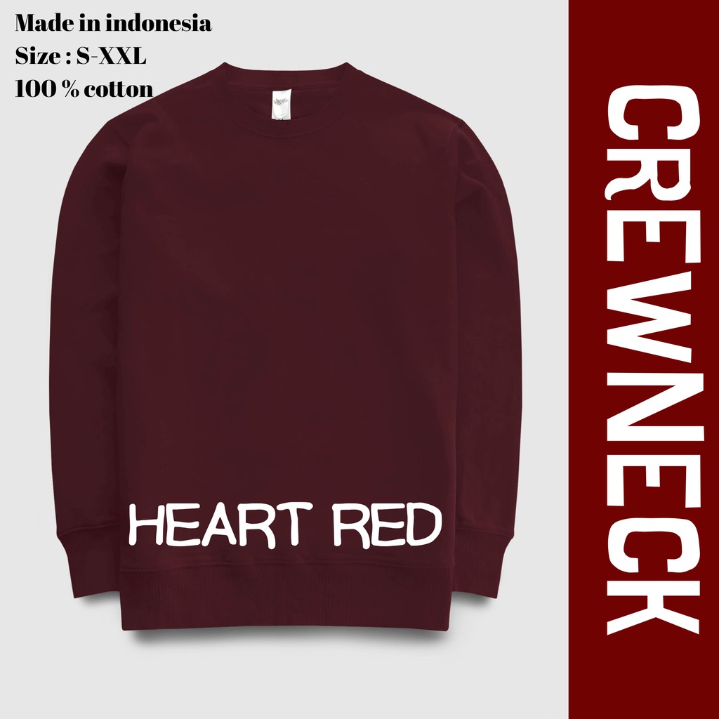 Crewneck Sweater Polos Warna Merah Hati Heart Red Shopee Indonesia