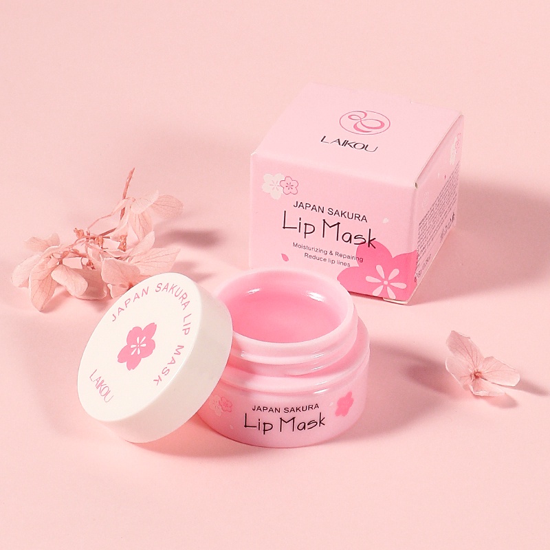 LAIKOU Sweet Strawberry Lip Mask Pemutih Kerutan Lip Balm Pelembab 18g