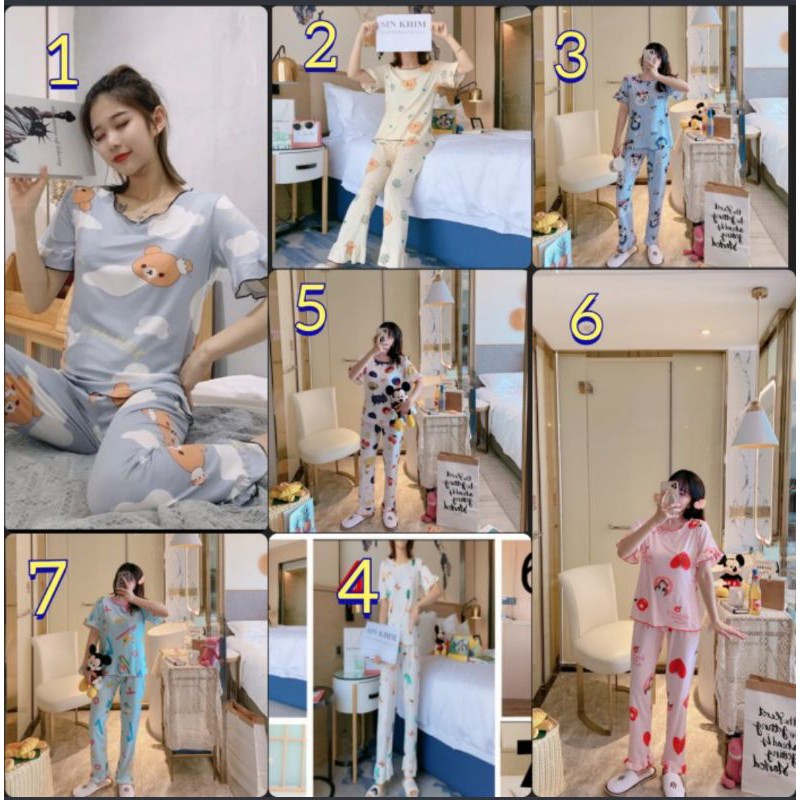 Baju tidur piyama wanita import / Piyama wanita set rumbai