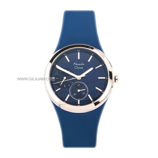 (preloved)Alexandre Christie AC2663L Original jam Tangan Wanita Strap Rubber Biru